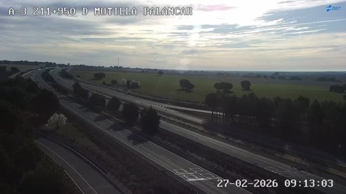 27/02/2026 Imagen de la autovía A-3 a su paso por la provincia de Cuenca. SOCIEDAD ESPAÑA EUROPA CASTILLA-LA MANCHA DGT