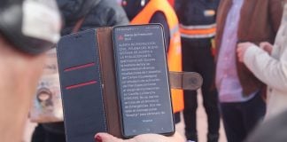 Mensaje recibido por los cabanilleros en sus teléfonos por medio del sistema Es-Alert.