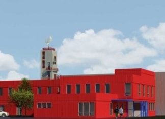 Recreación artística del futuro parque de bomberos de Guadalajara.