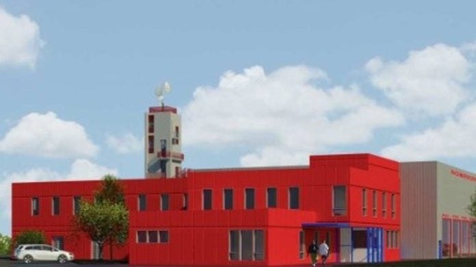 Recreación artística del futuro parque de bomberos de Guadalajara.