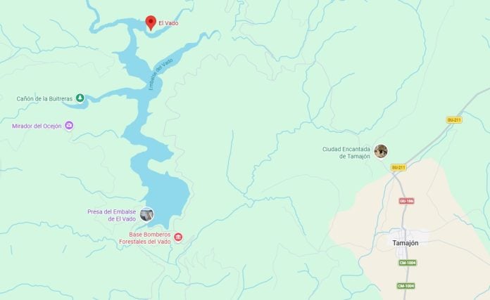 Situación del embalse de El Vado. (Croquis: Google Maps)
