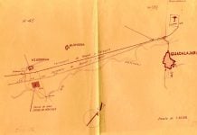 Un campo de aviación secreto se «redescubre» en Azuqueca 89 años después Croquis de situación del campo de aviación que hubo en Azuqueca durante la Guerra Civil.