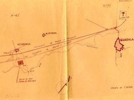 Croquis de situación del campo de aviación que hubo en Azuqueca durante la Guerra Civil.