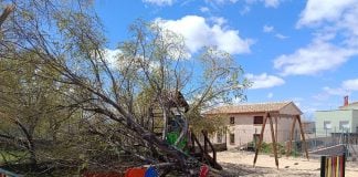 Castilforte se ha librado, con suerte, de una desgracia provocada por el viento La fotografía refleja bien a las claras las consecuencias de lo que pudo ocurrir este Domingo de Ramos en Castilforte.