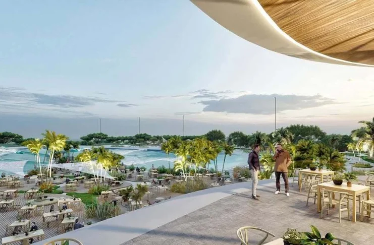 La playa de Alovera tiene un duro rival: una laguna con olas para surfear junto al estadio del Atlético de Madrid Junto al Metropolitano quieren que, surfeando, se acerquen medio millón de personas al año a esta nueva superficie de ocio.