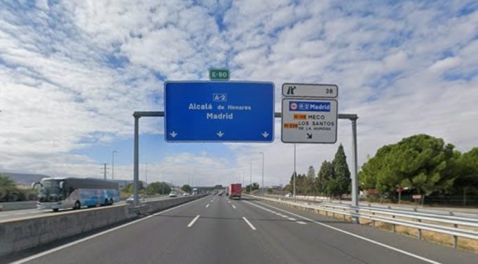 Autovía A-2 a escasos metros del cambio de comunidad autónoma. (Foto: Google Maps)