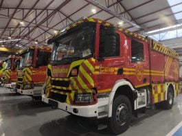 Interior del parque de bomberos de Sacedón en abril de 2026.