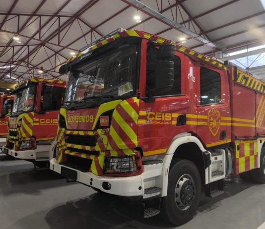 Interior del parque de bomberos de Sacedón en abril de 2026.