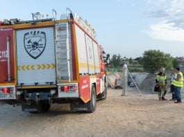 Exterior de la mina de Hiendelaencina donde quedaron atrapados dos trabajadores.