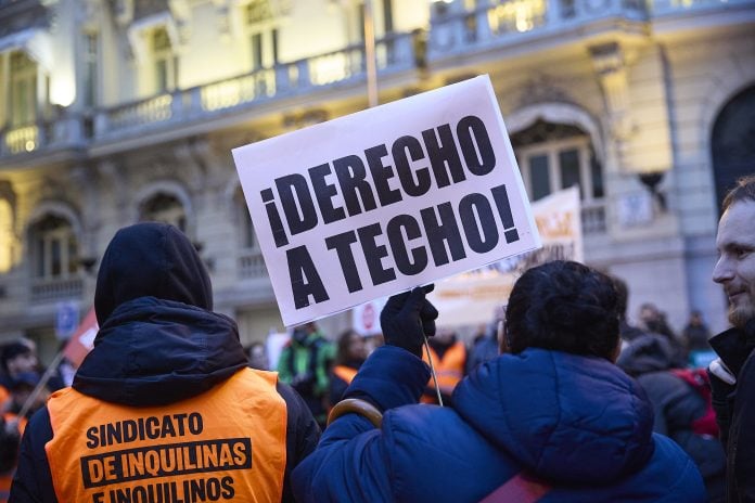 Manifestación en Madrid del Sindicato de Inquilinas a comienzos de 2026. (Foto: EP)