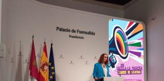La consejera de Igualdad de Castilla-La Mancha, Sara Simón, en la presentación de los primeros reconocimientos con motivo del Día Internacional contra la Homofobia, Transfobia y Bifobia.