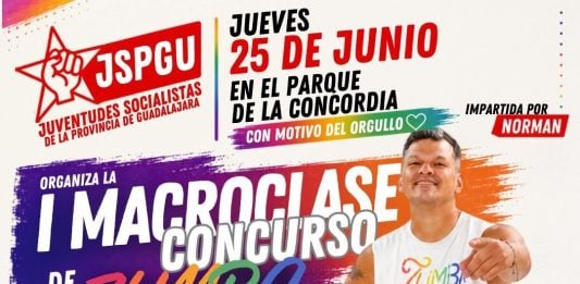 Jóvenes del PSOE preparan la zumba más LGTBI Juventudes Socialistas organiza la primera macroclase-concurso de zumba en Guadalajara con motivo del Orgullo LGTBI.