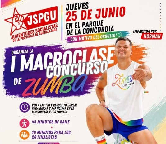 Jóvenes del PSOE preparan la zumba más LGTBI Juventudes Socialistas organiza la primera macroclase-concurso de zumba en Guadalajara con motivo del Orgullo LGTBI.