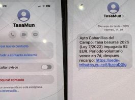 Pantallas del intento de fraude telefónico en Cabanillas.