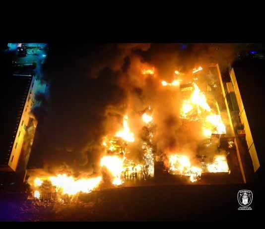 l incendio de la empresa Regusa el 3 de junio de 2026, a vista de dron.