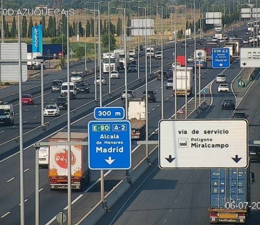 La A-2, en la mañana del lunes, 6 de julio de 2026. (Foto: DGT)