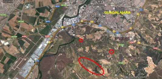 Ubicación de la parcela de Reyal Urbis que sale a subasta cerca de Guadalajara.