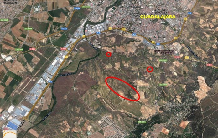 Ubicación de la parcela de Reyal Urbis que sale a subasta cerca de Guadalajara.