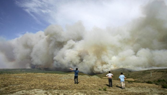 Parte del frente del incendio de 2005.