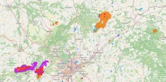 Estado de los incendios de Madrid y Guadalajara sobre un mapa, a partir de los datos aportados por los satélites en tiempo real.