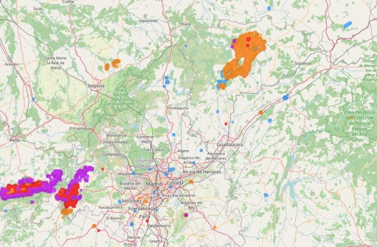 Los incendios de Madrid y Guadalajara, a vista de satélite Estado de los incendios de Madrid y Guadalajara sobre un mapa, a partir de los datos aportados por los satélites en tiempo real.