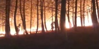 El fuego sigue muy activo mientras el humo alcanza a la Campiña y la capital El incendio de El Ordial, de madrugada y desde dentro. (Foto: Infocam)