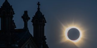 Vista del eclipse solar total de 2026 de la ciudad de Guadalajara. (Foto: Rafa Martín)
