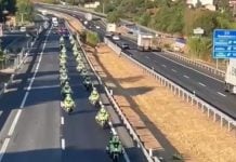 Tanta moto de la Guardia Civil en la A-2 sorprendió a los conductores. VEA EL VÍDEO Guardia Civil