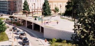 Vista del scalextric peatonal propuesto para Cardenal González de Mendoza, según la interpretación virtual facilitada por el propio Ayuntamiento de Guadalajara.