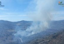 Controlado el incendio forestal en El Cardoso de la Sierra Vista aérea del incendio declarado este viernes en El Cardoso de la Sierra, en su fase inicial. (Foto: Infocam)