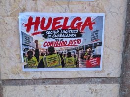 Cartel, con IA y sin firma, animando a la huelga en la Logística de Guadalajara. (Foto: La Crónic@)