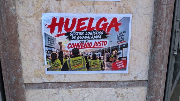 Cartel, con IA y sin firma, animando a la huelga en la Logística de Guadalajara. (Foto: La Crónic@)