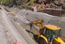Obras de reparación en el Trasvase Tajo-Segura a la altura de Almonacid de Zorita.