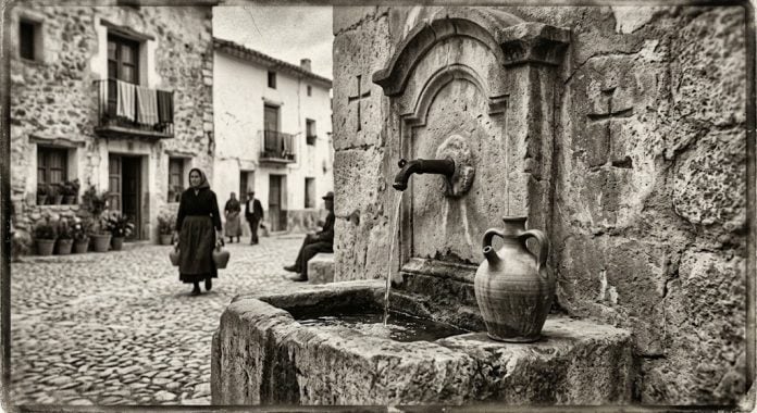 Recreación de una fuente de hace un siglo. (Foto: IA / La Crónic@)