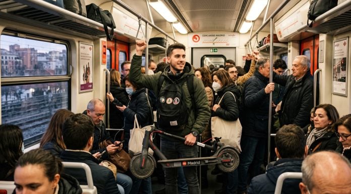 Patinetes en el tren: Renfe levanta el veto a partir de este lunes Llevar un patinete en un vagón, como ocurrirá desde el 7 de septiembre de 2026, tiene sus normas. (Foto: IA / La Crónic@)