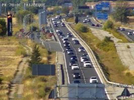 La A-2 en Trijueque, a media mañana del 10 de octubre de 2026. (Foto: DGT)