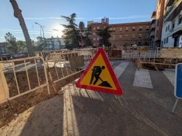 Estado de las obras junto al Asilo de Guadalajara el 14 de octubre de 2026. (Foto: La Crónic@)