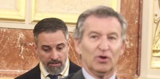 Abascal y Feijóo en el Congreso de los Diputados el pasado mes de junio. (Foto: Eduardo Parra / EP)
