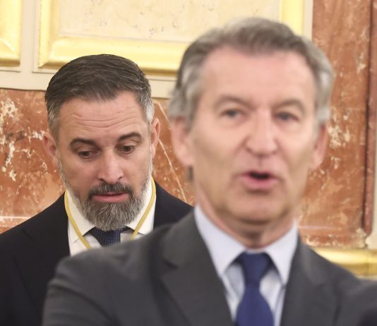 Abascal y Feijóo en el Congreso de los Diputados el pasado mes de junio. (Foto: Eduardo Parra / EP)